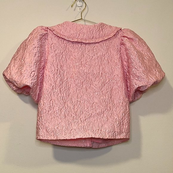 & Other Stories Textured Ruffle Collar Puff Sleeve Top - Picture 8 of 8